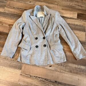 Anthropologie Cartonnier Gray Double-Breasted Lined Blazer Casual Work Size S
